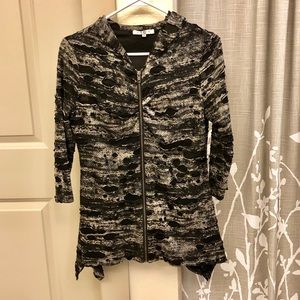 Paris IQ Super Distressed Zip-Up Hoodie Mesh Inlay